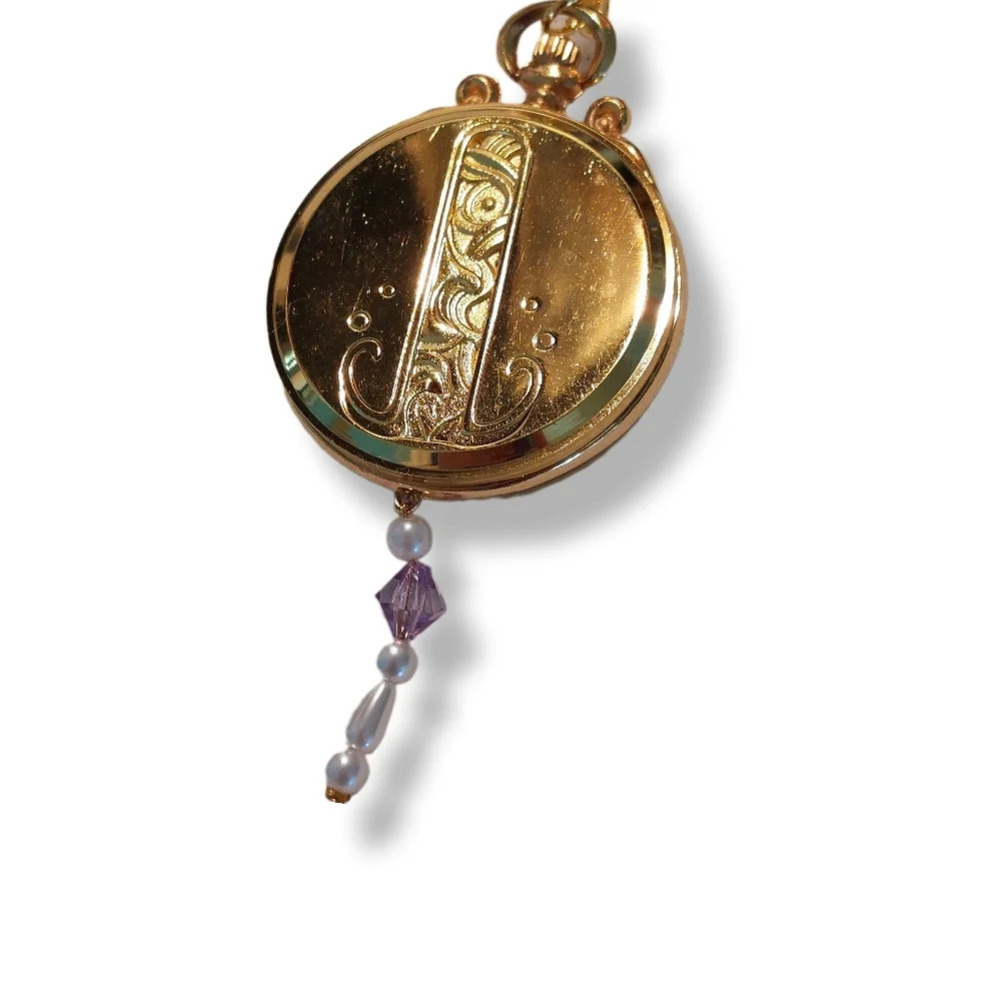 Gold Fantasy Pocket Blue & Purple Accent Watch w/ Lavender Rhinestone - Picture 8 of 11